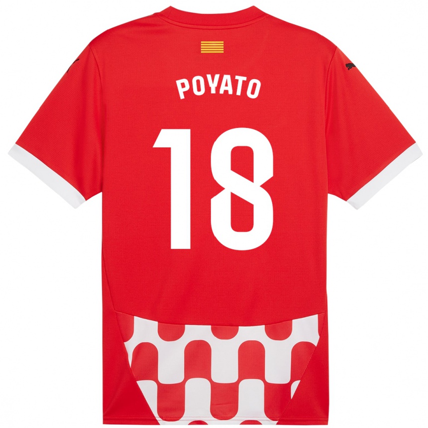 Kids Football Marina Poyato #18 Red White Home Jersey 2024/25 T-Shirt Uk