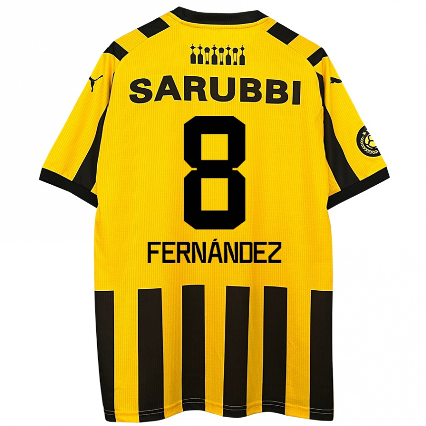 Kids Football Leonardo Fernández #8 Yellow Black Home Jersey 2024/25 T-Shirt Uk