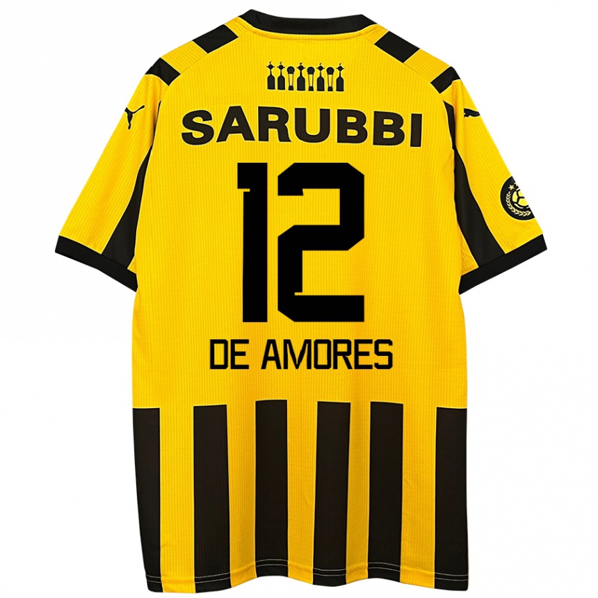 Kids Football Guillermo De Amores #12 Yellow Black Home Jersey 2024/25 T-Shirt Uk