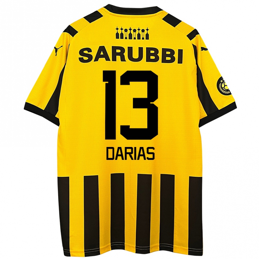 Kids Football Eduardo Darias #13 Yellow Black Home Jersey 2024/25 T-Shirt Uk