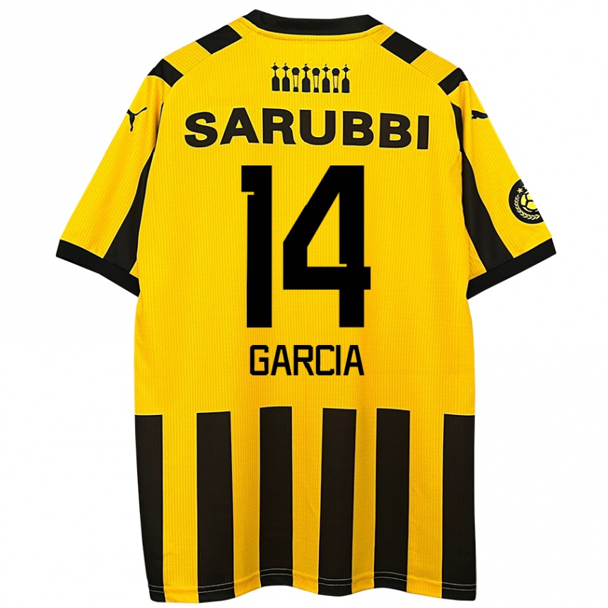 Kids Football Damián García #14 Yellow Black Home Jersey 2024/25 T-Shirt Uk