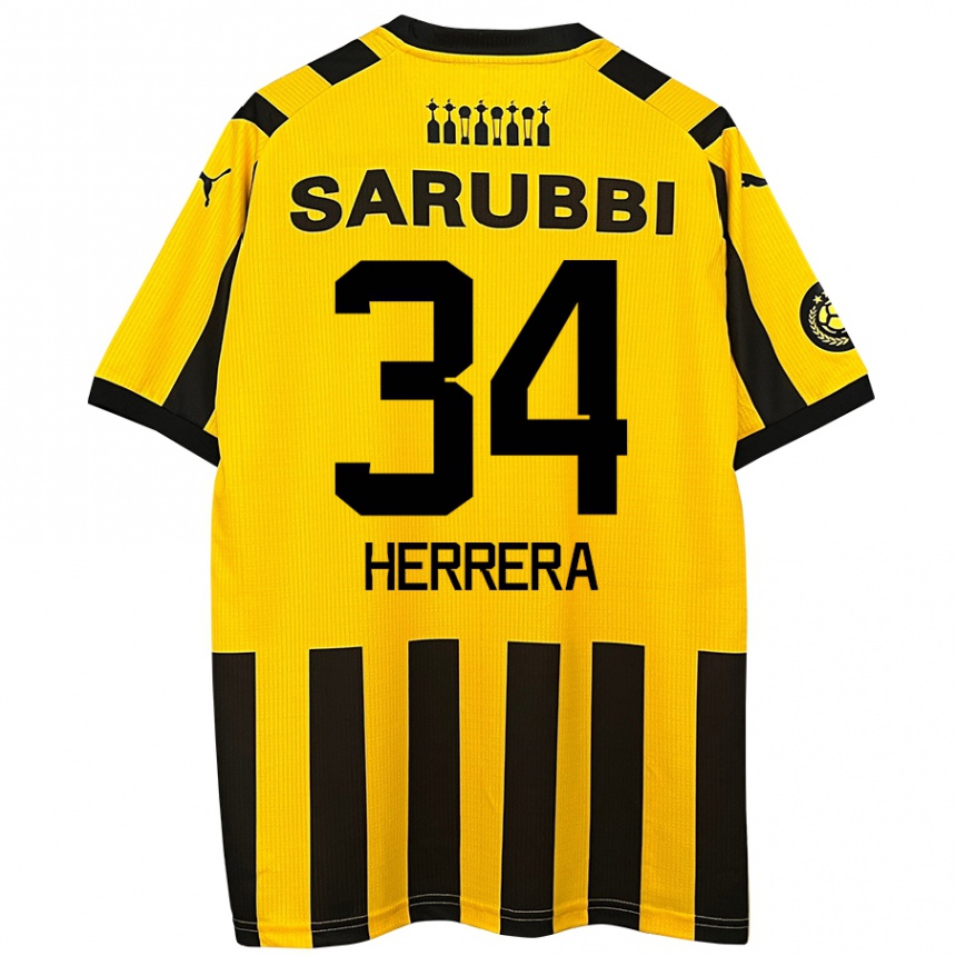 Kids Football Nahuel Herrera #34 Yellow Black Home Jersey 2024/25 T-Shirt Uk