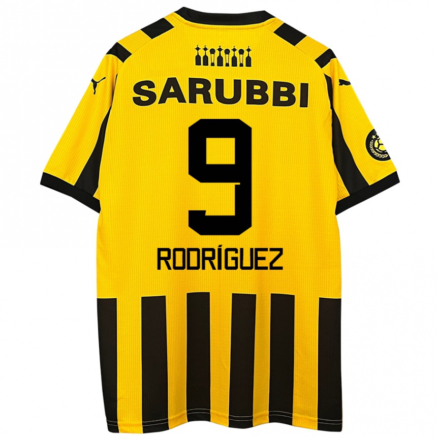 Kids Football Agustín Rodríguez #9 Yellow Black Home Jersey 2024/25 T-Shirt Uk