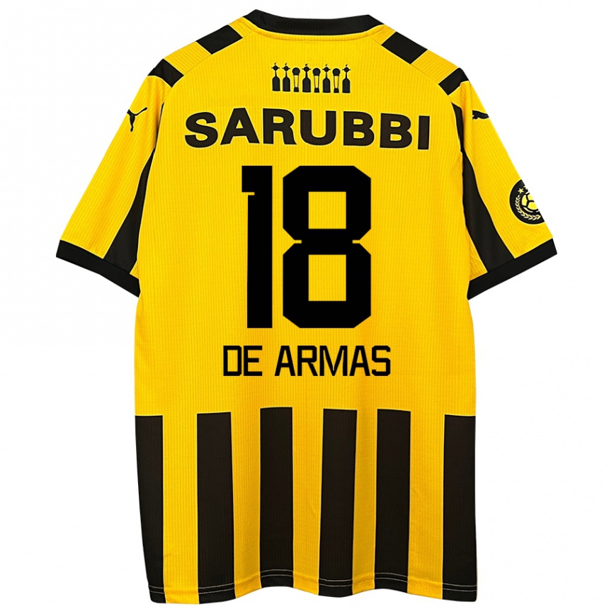 Kids Football Nahuel De Armas #18 Yellow Black Home Jersey 2024/25 T-Shirt Uk