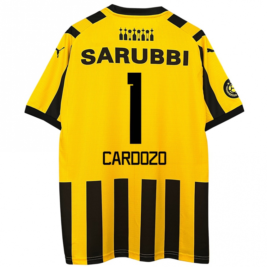 Kids Football Thiago Cardozo #1 Yellow Black Home Jersey 2024/25 T-Shirt Uk