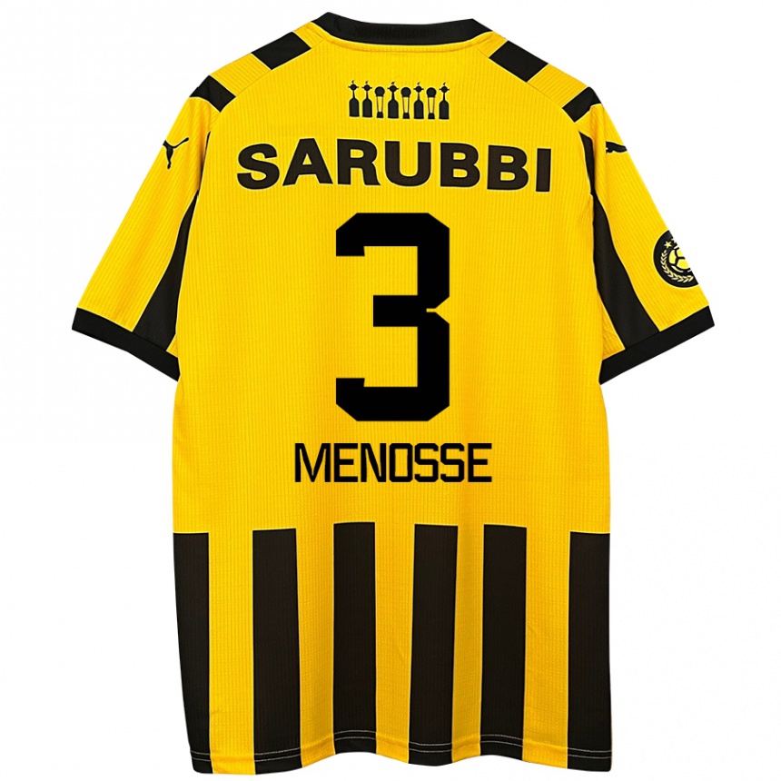 Kids Football Hernán Menosse #3 Yellow Black Home Jersey 2024/25 T-Shirt Uk