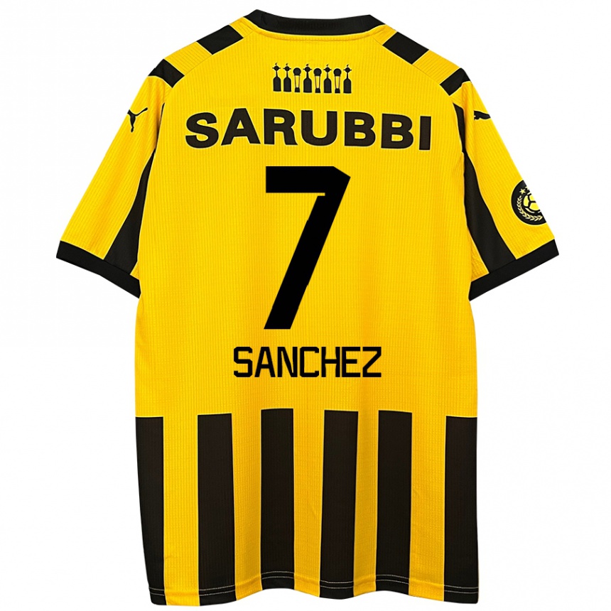 Kids Football Carlos Sánchez #7 Yellow Black Home Jersey 2024/25 T-Shirt Uk