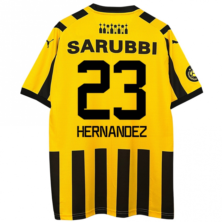 Kids Football Abel Hernández #23 Yellow Black Home Jersey 2024/25 T-Shirt Uk