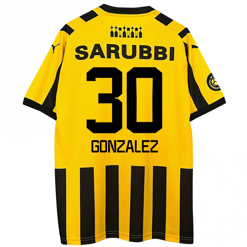 Kids Football Ángel González #30 Yellow Black Home Jersey 2024/25 T-Shirt Uk