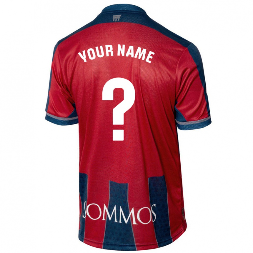 Kids Football Your Name #0 Red Blue Home Jersey 2024/25 T-Shirt Uk