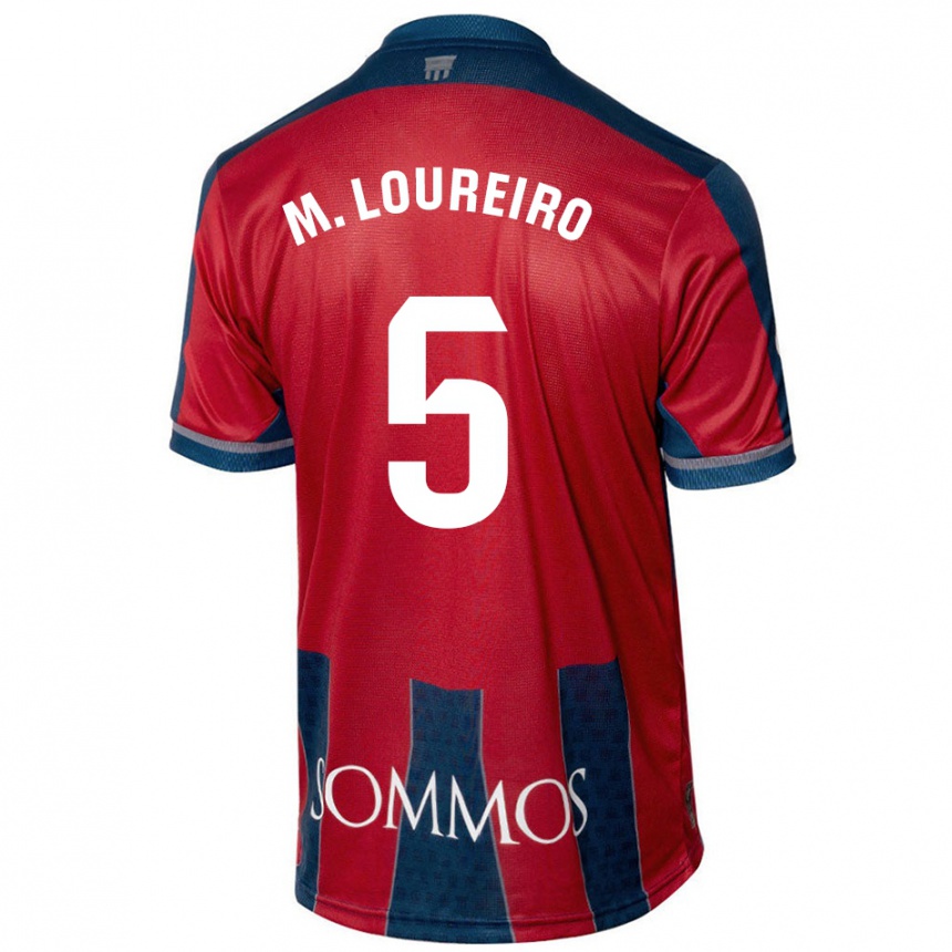 Kids Football Miguel Loureiro #5 Red Blue Home Jersey 2024/25 T-Shirt Uk