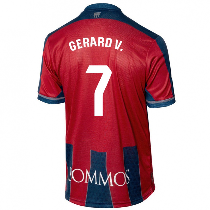 Kids Football Gerard Valentín #7 Red Blue Home Jersey 2024/25 T-Shirt Uk