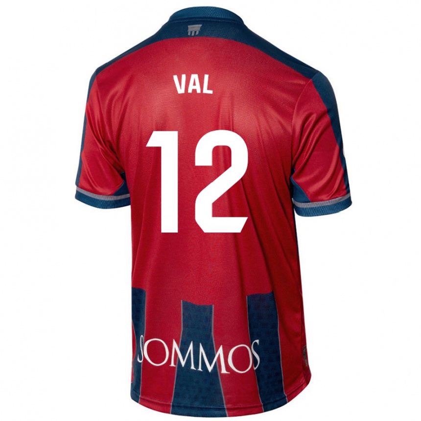 Kids Football Ángel Val #12 Red Blue Home Jersey 2024/25 T-Shirt Uk