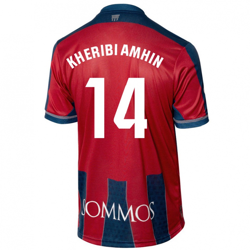 Kids Football Nabil Kheribi Amhin #14 Red Blue Home Jersey 2024/25 T-Shirt Uk