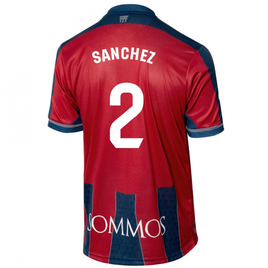 Kids Football Paz Sánchez #2 Red Blue Home Jersey 2024/25 T-Shirt Uk