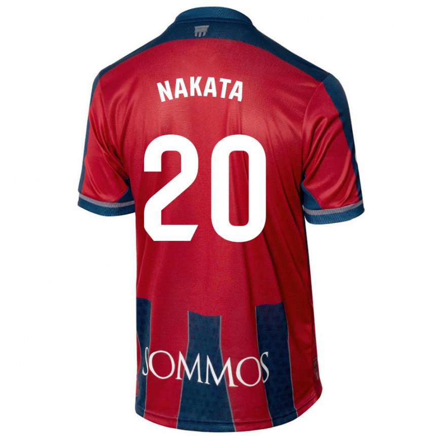 Kids Football Yuki Nakata #20 Red Blue Home Jersey 2024/25 T-Shirt Uk