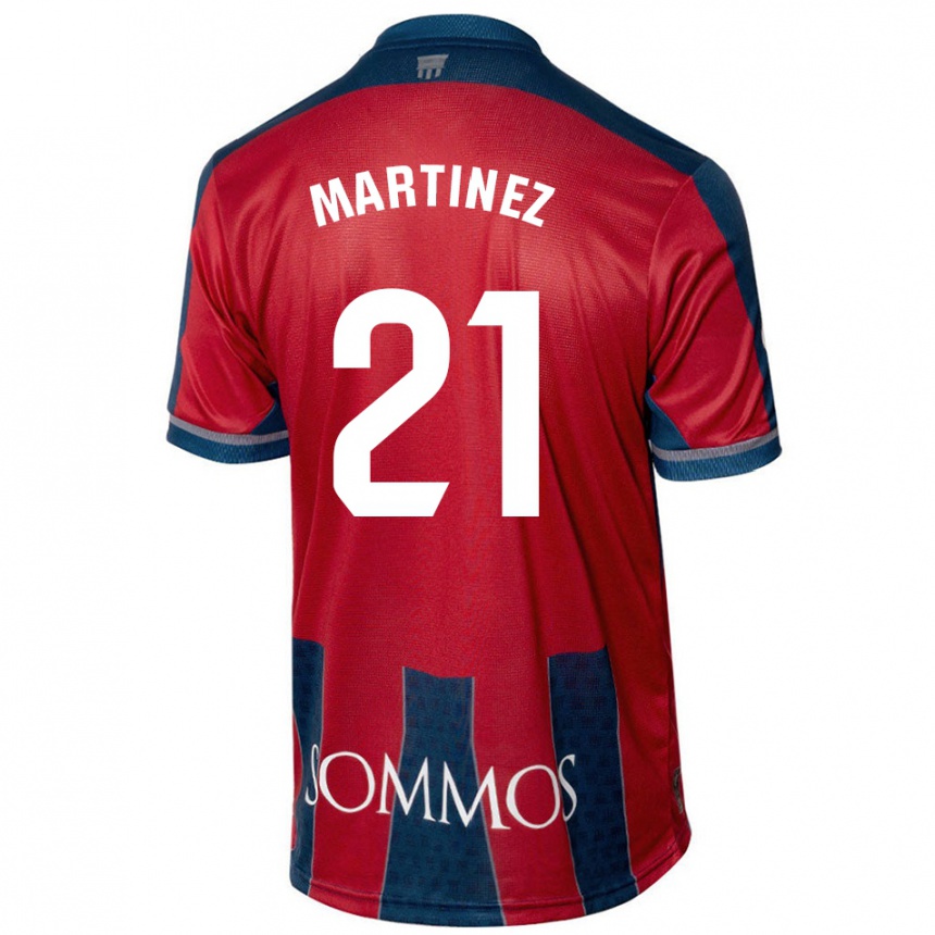 Kids Football Alejandra Martínez #21 Red Blue Home Jersey 2024/25 T-Shirt Uk