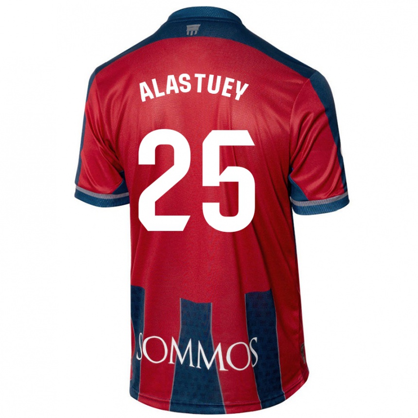 Kids Football Martina Alastuey #25 Red Blue Home Jersey 2024/25 T-Shirt Uk