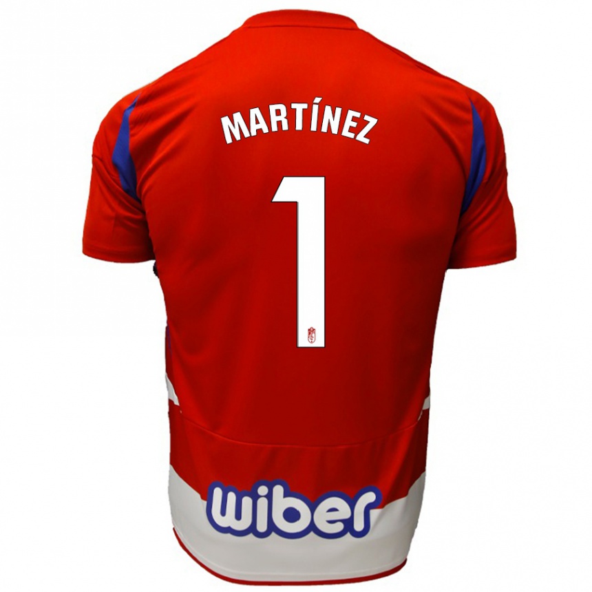 Kids Football Marc Martínez #1 Red White Blue Home Jersey 2024/25 T-Shirt Uk