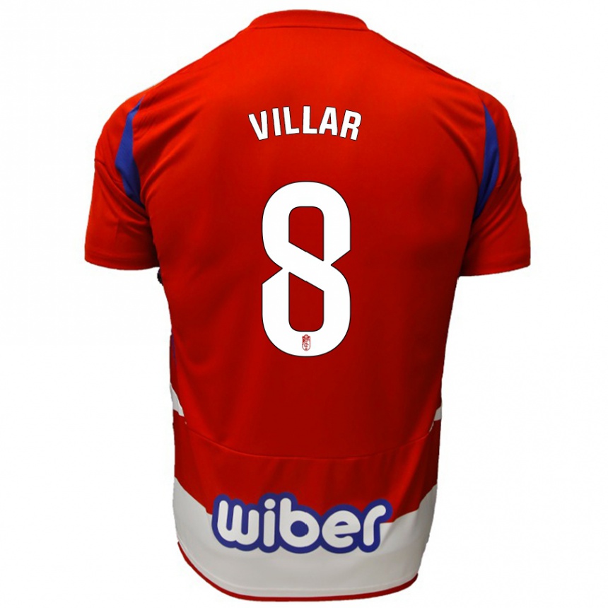 Kids Football Gonzalo Villar #8 Red White Blue Home Jersey 2024/25 T-Shirt Uk