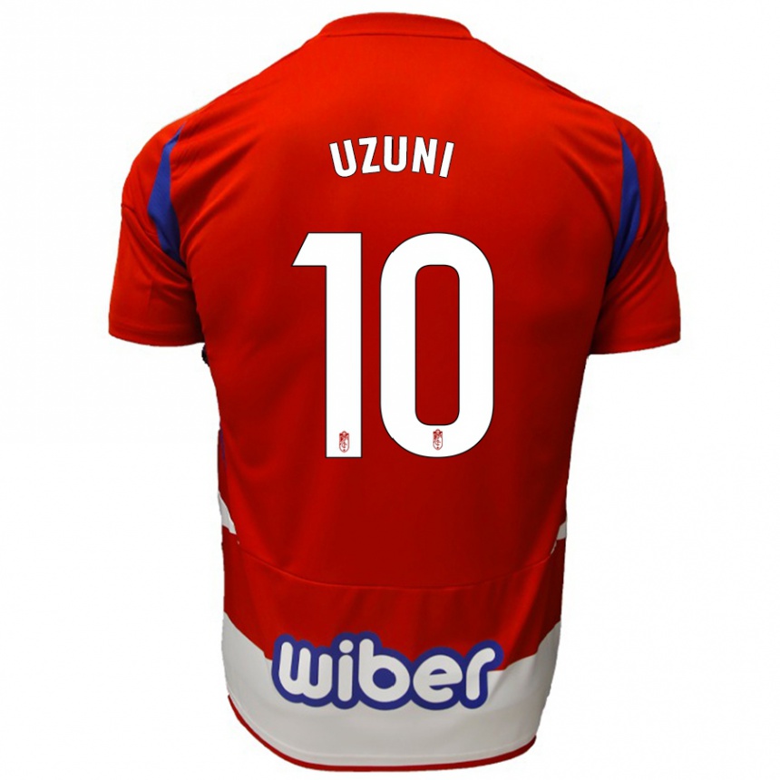 Kids Football Myrto Uzuni #10 Red White Blue Home Jersey 2024/25 T-Shirt Uk