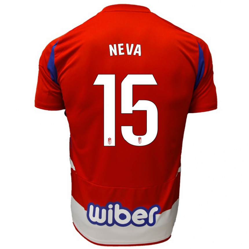 Kids Football Carlos Neva #15 Red White Blue Home Jersey 2024/25 T-Shirt Uk