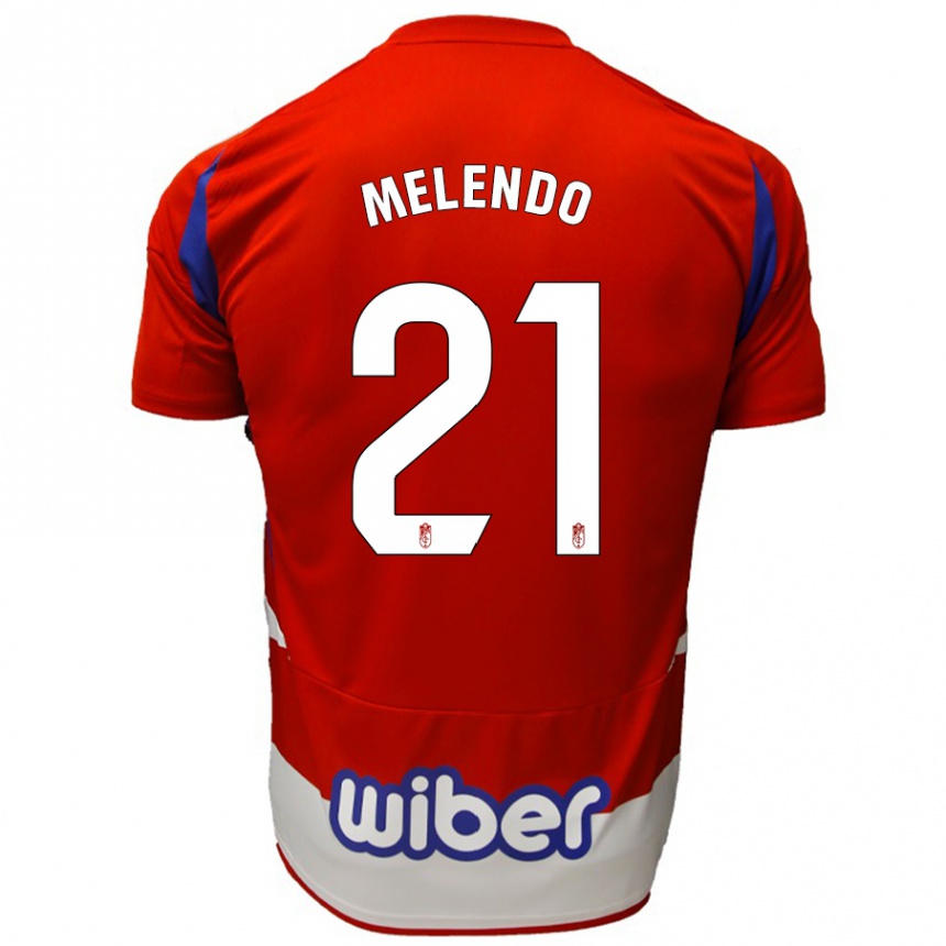 Kids Football Óscar Melendo #21 Red White Blue Home Jersey 2024/25 T-Shirt Uk