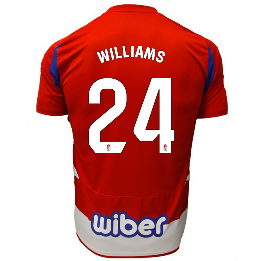 Kids Football Loïc Williams #24 Red White Blue Home Jersey 2024/25 T-Shirt Uk