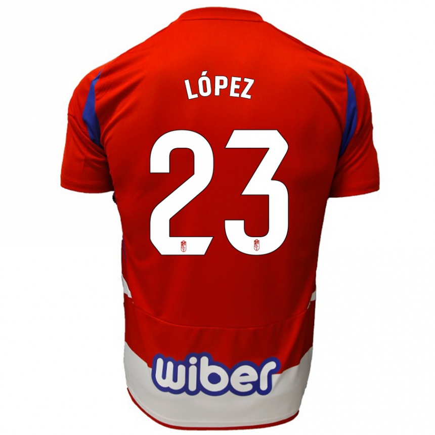 Kids Football Diego López #23 Red White Blue Home Jersey 2024/25 T-Shirt Uk