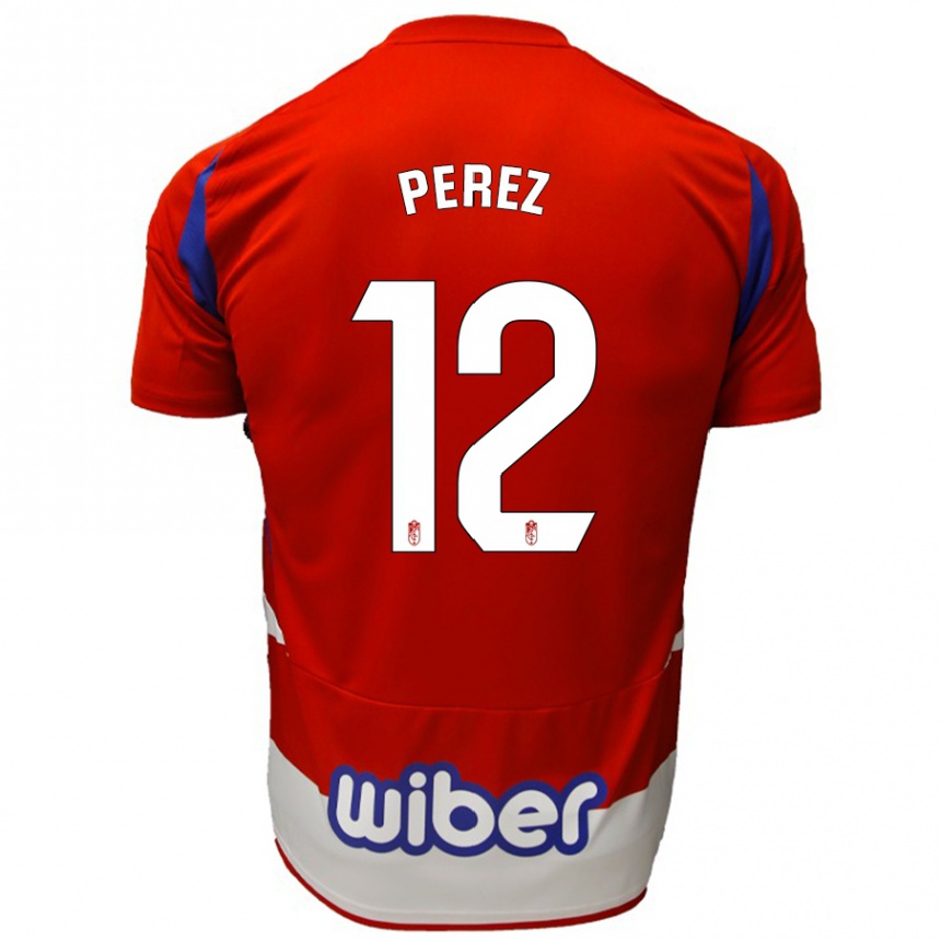 Kids Football Alba Pérez #12 Red White Blue Home Jersey 2024/25 T-Shirt Uk