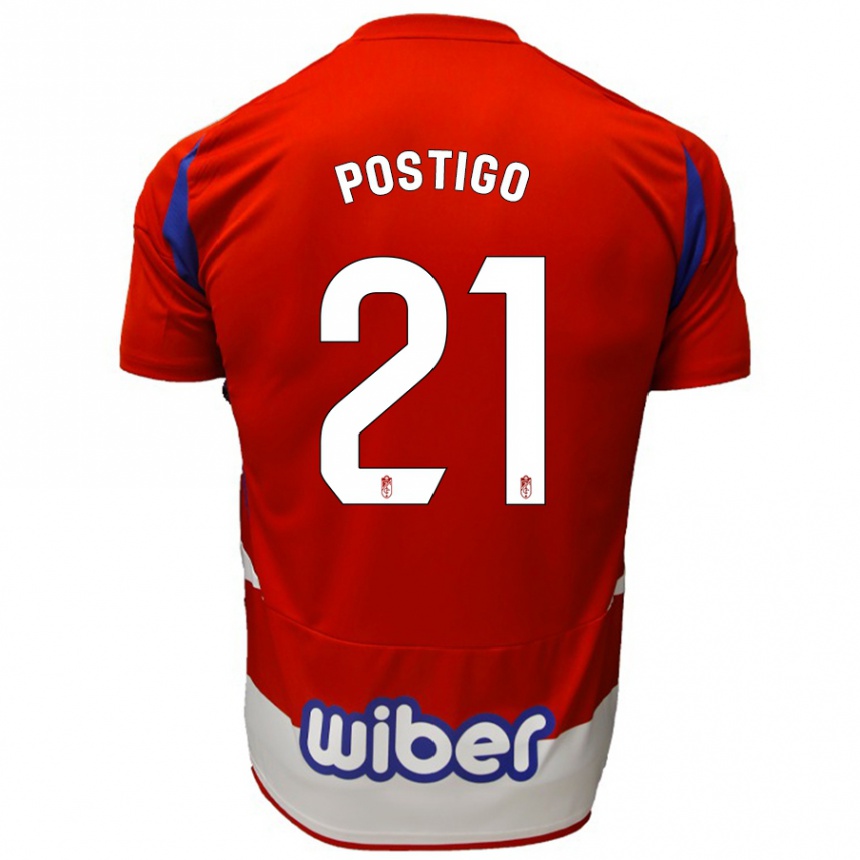 Kids Football Postigo #21 Red White Blue Home Jersey 2024/25 T-Shirt Uk