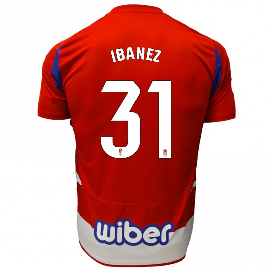 Kids Football Alba Ibáñez #31 Red White Blue Home Jersey 2024/25 T-Shirt Uk