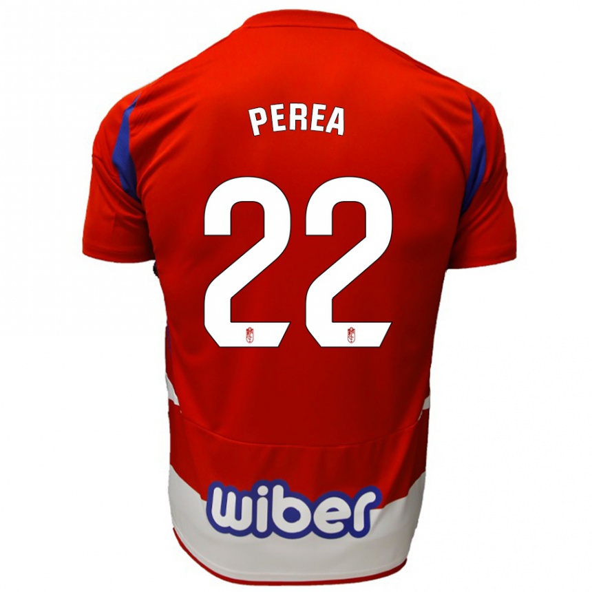 Kids Football Alberto Perea #22 Red White Blue Home Jersey 2024/25 T-Shirt Uk