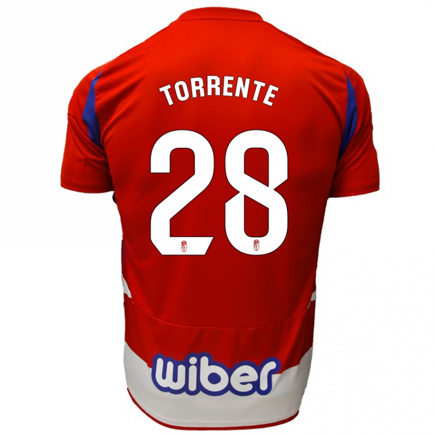 Kids Football Raúl Torrente #28 Red White Blue Home Jersey 2024/25 T-Shirt Uk