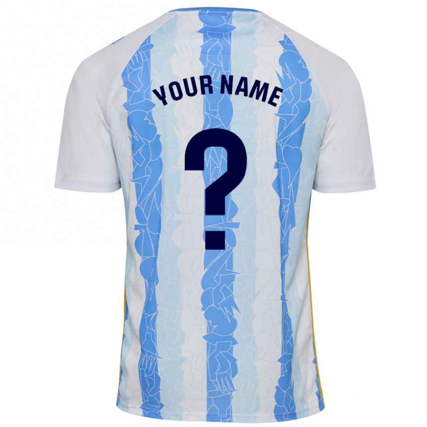 Kids Football Your Name #0 White Blue Home Jersey 2024/25 T-Shirt Uk