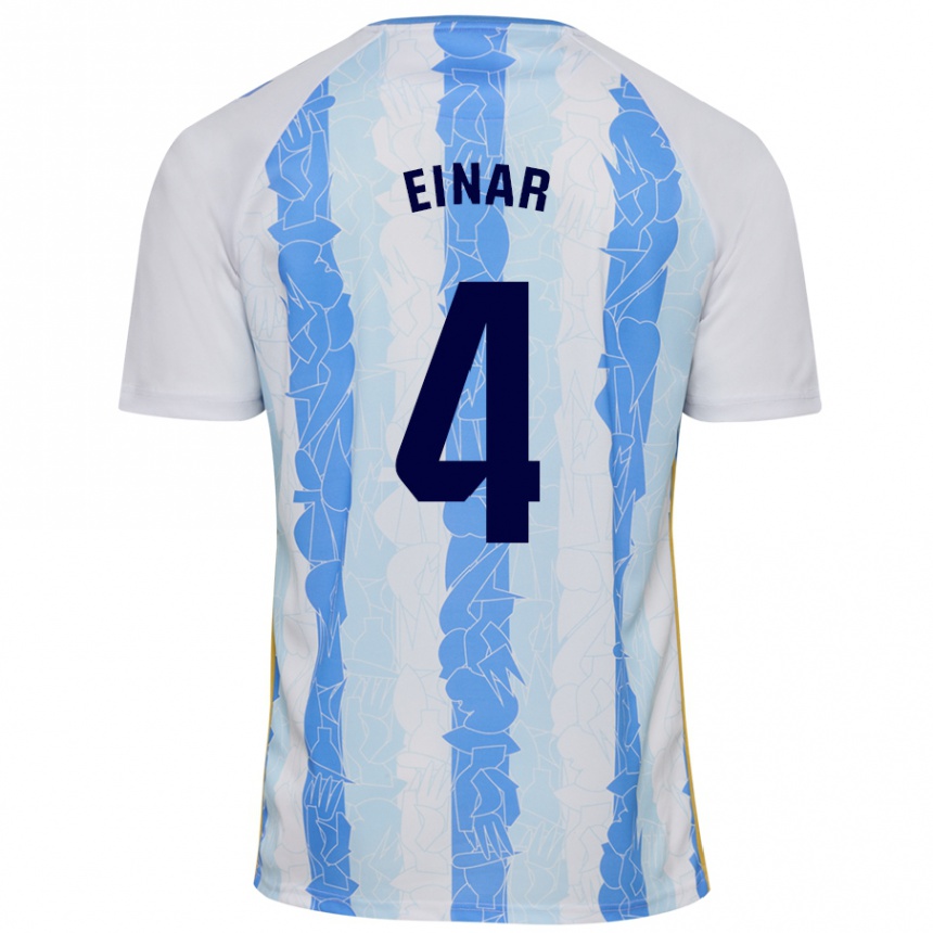 Kids Football Einar Galilea #4 White Blue Home Jersey 2024/25 T-Shirt Uk