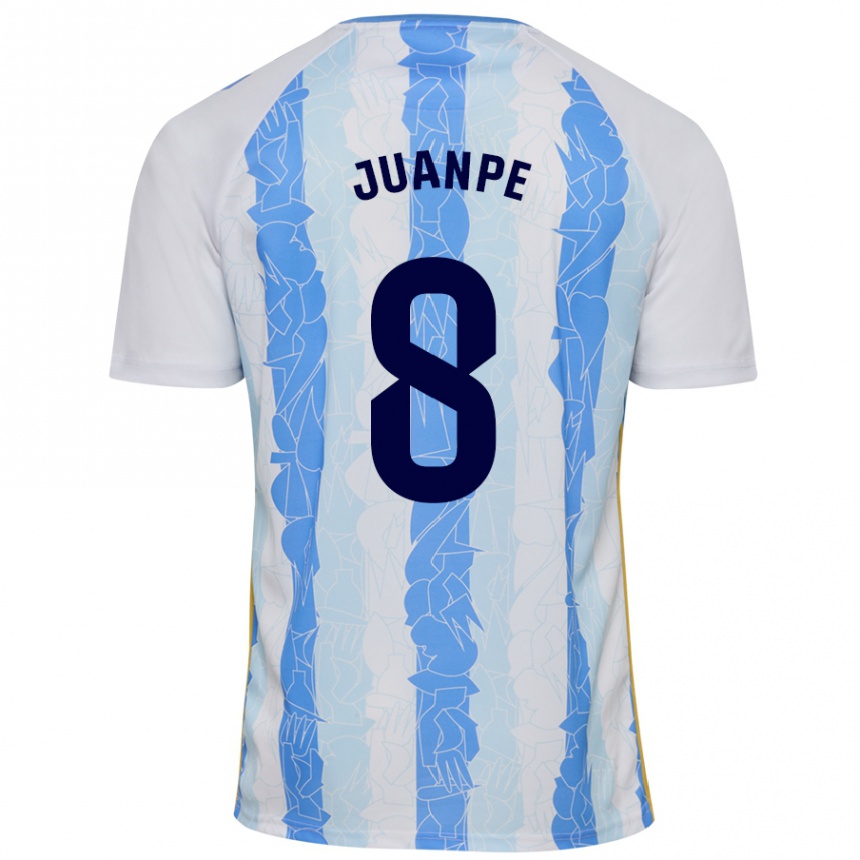 Kids Football Juanpe #8 White Blue Home Jersey 2024/25 T-Shirt Uk