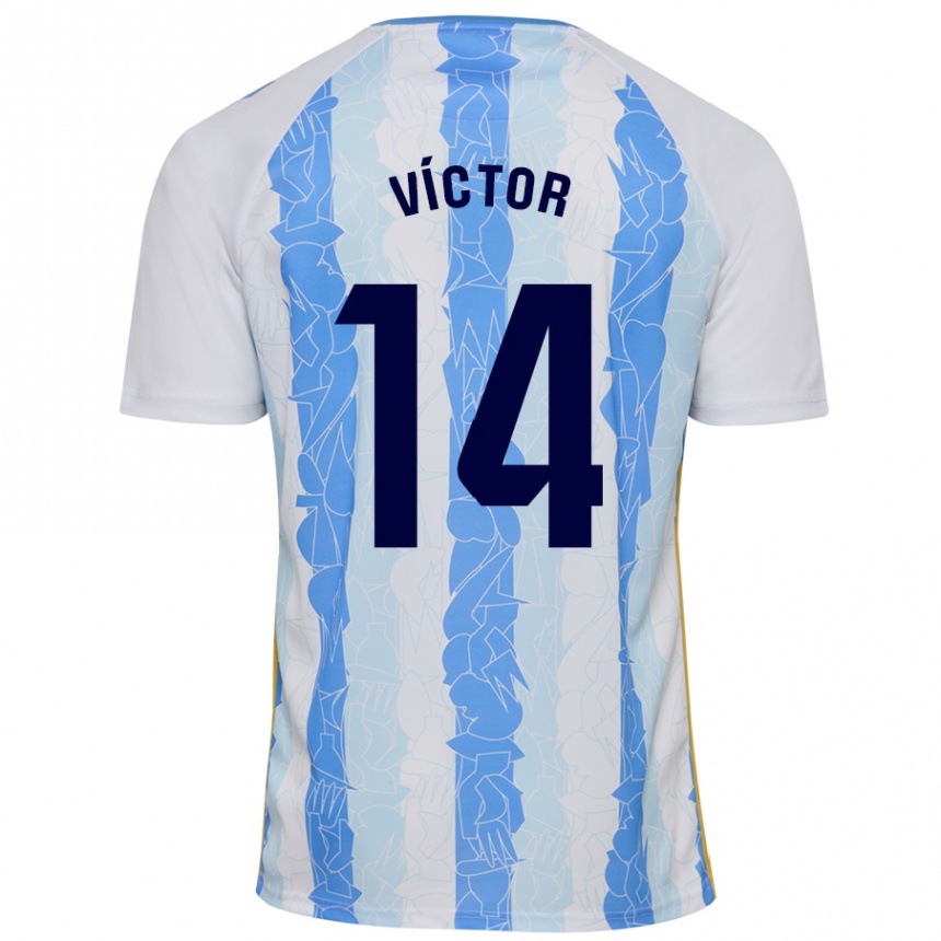 Kids Football Víctor García #14 White Blue Home Jersey 2024/25 T-Shirt Uk