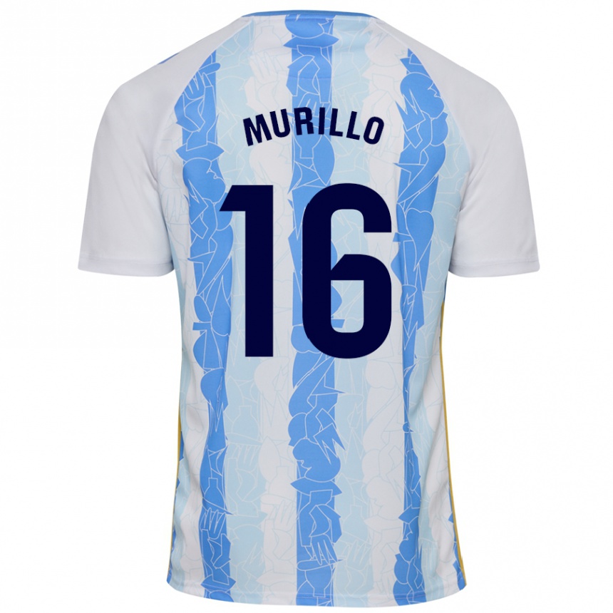 Kids Football Diego Murillo #16 White Blue Home Jersey 2024/25 T-Shirt Uk