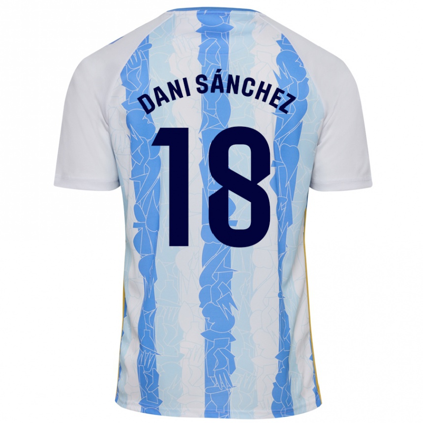 Kids Football Dani Sánchez #18 White Blue Home Jersey 2024/25 T-Shirt Uk