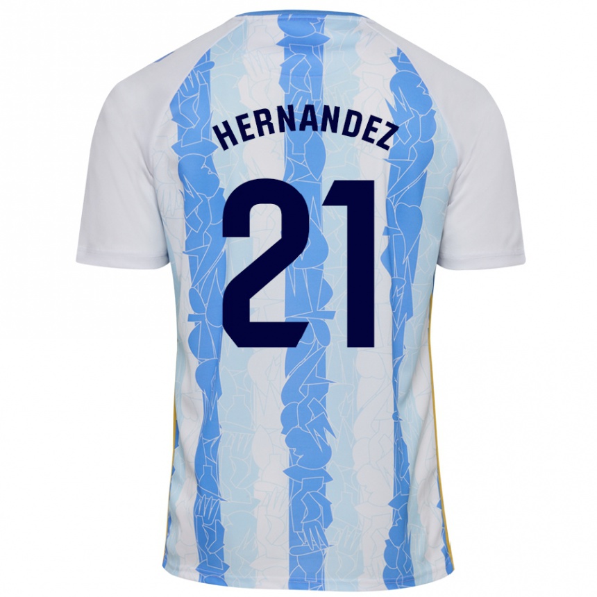 Kids Football Juan Hernández #21 White Blue Home Jersey 2024/25 T-Shirt Uk