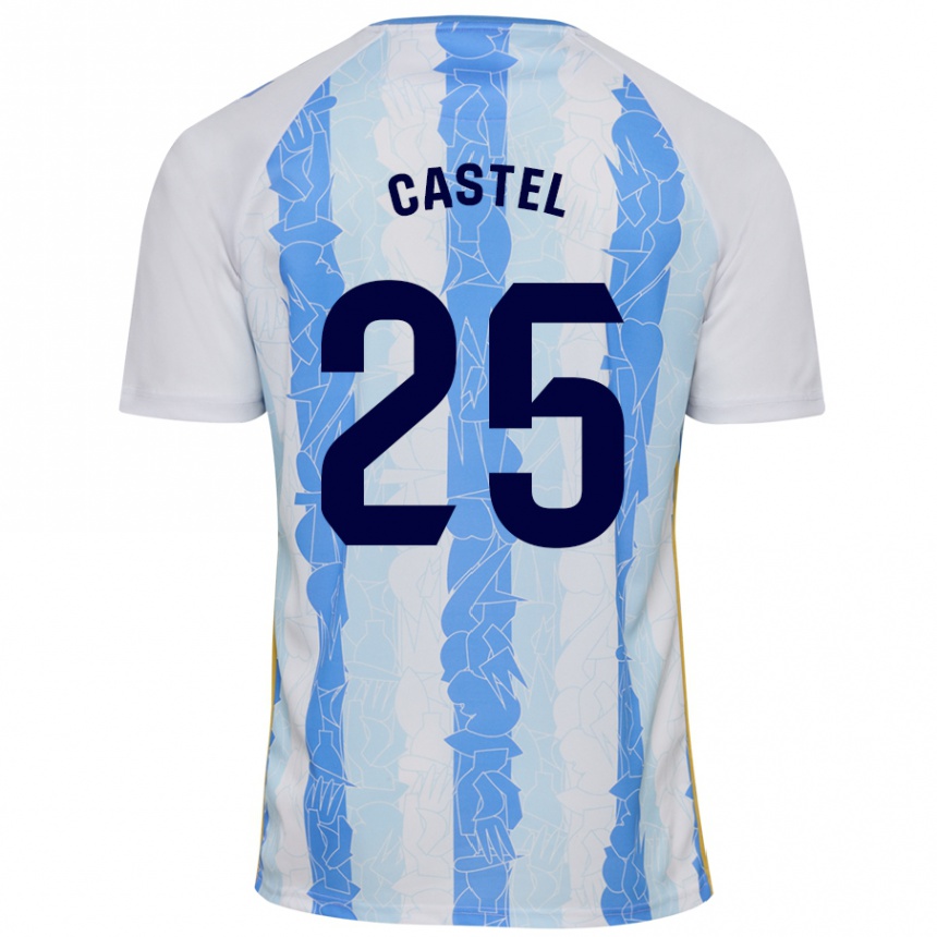 Kids Football Sergio Castel #25 White Blue Home Jersey 2024/25 T-Shirt Uk