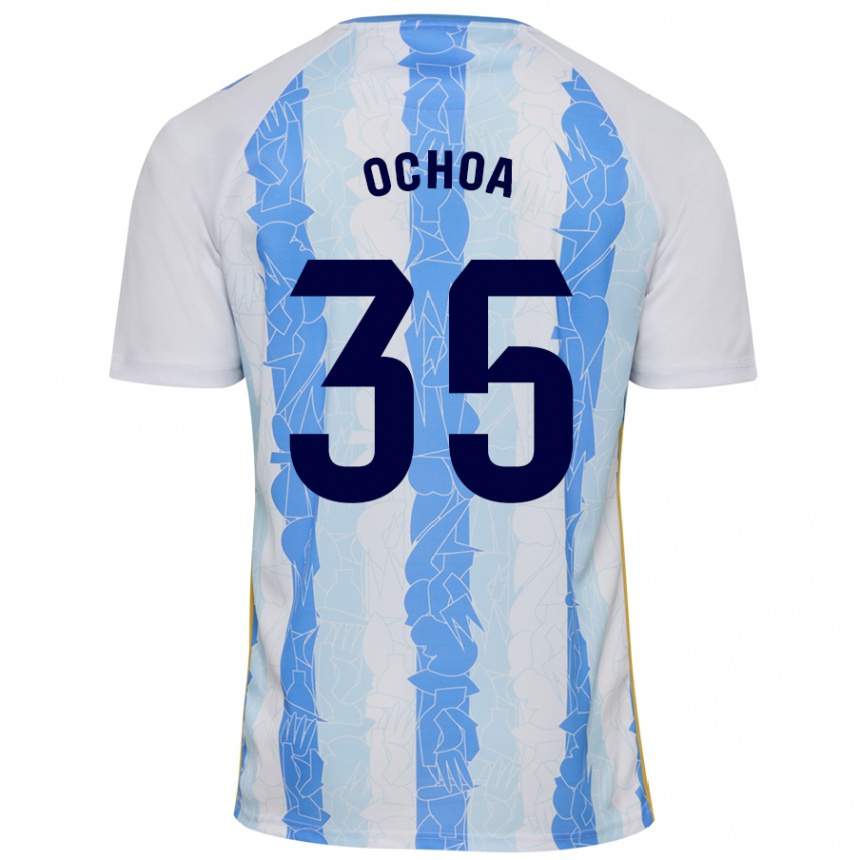 Kids Football Aarón Ochoa #35 White Blue Home Jersey 2024/25 T-Shirt Uk