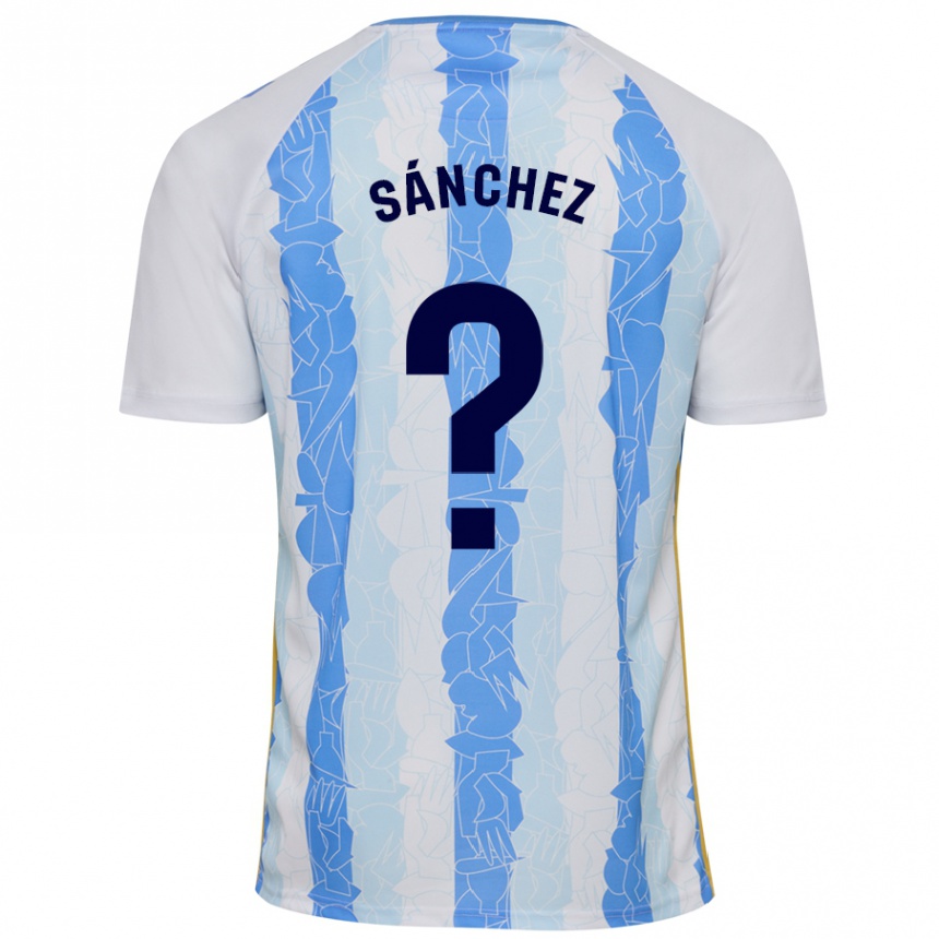 Kids Football Álvaro Sánchez #0 White Blue Home Jersey 2024/25 T-Shirt Uk