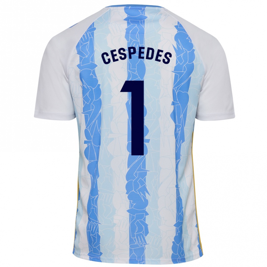 Kids Football Andrés Céspedes #1 White Blue Home Jersey 2024/25 T-Shirt Uk