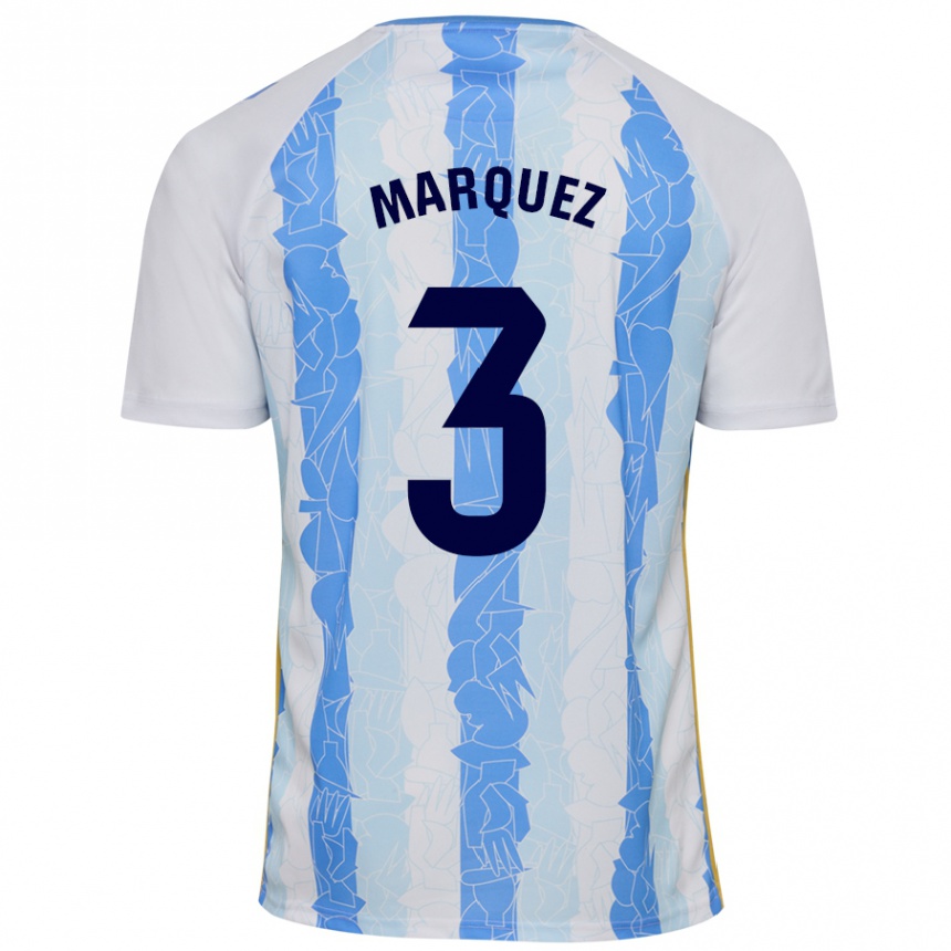 Kids Football David Márquez #3 White Blue Home Jersey 2024/25 T-Shirt Uk