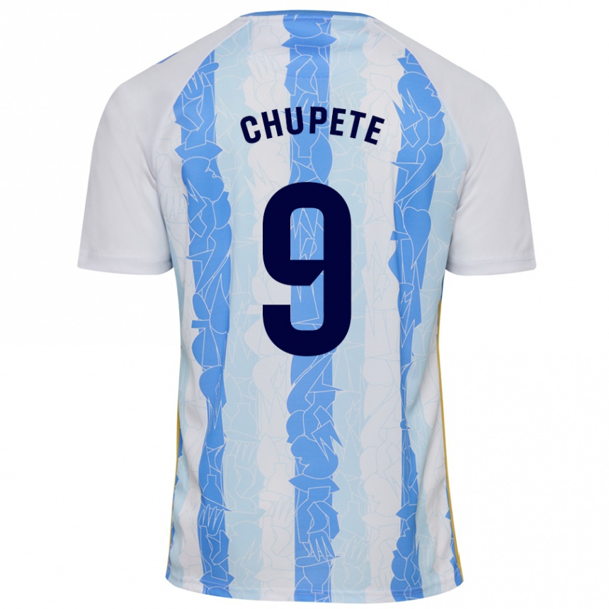 Kids Football Chupete #9 White Blue Home Jersey 2024/25 T-Shirt Uk