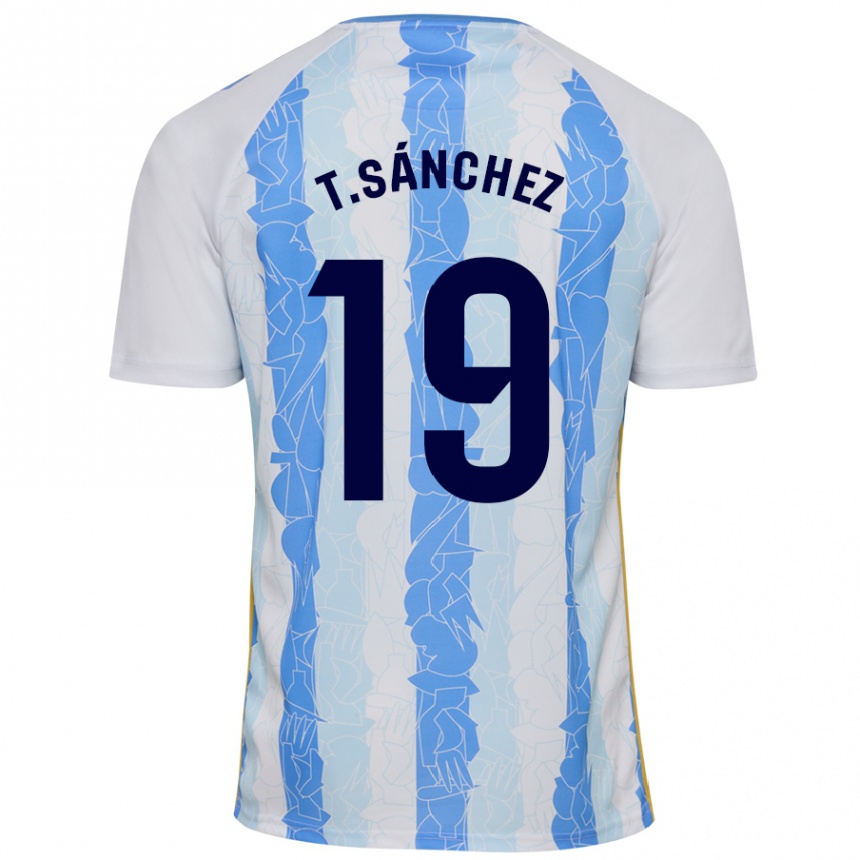 Kids Football Toni Sánchez #19 White Blue Home Jersey 2024/25 T-Shirt Uk