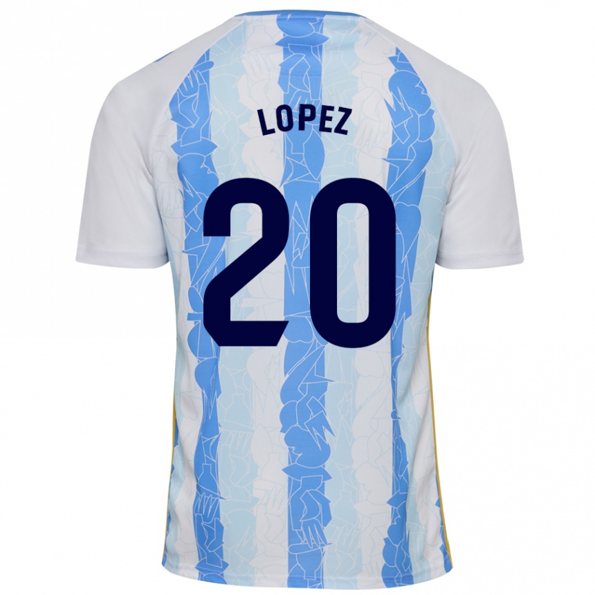 Kids Football Adri López #20 White Blue Home Jersey 2024/25 T-Shirt Uk