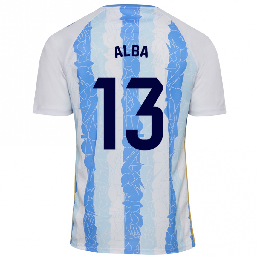 Kids Football Alba #13 White Blue Home Jersey 2024/25 T-Shirt Uk